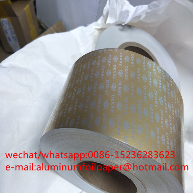 cigarette packet gold logo embossed aluminum foil paper